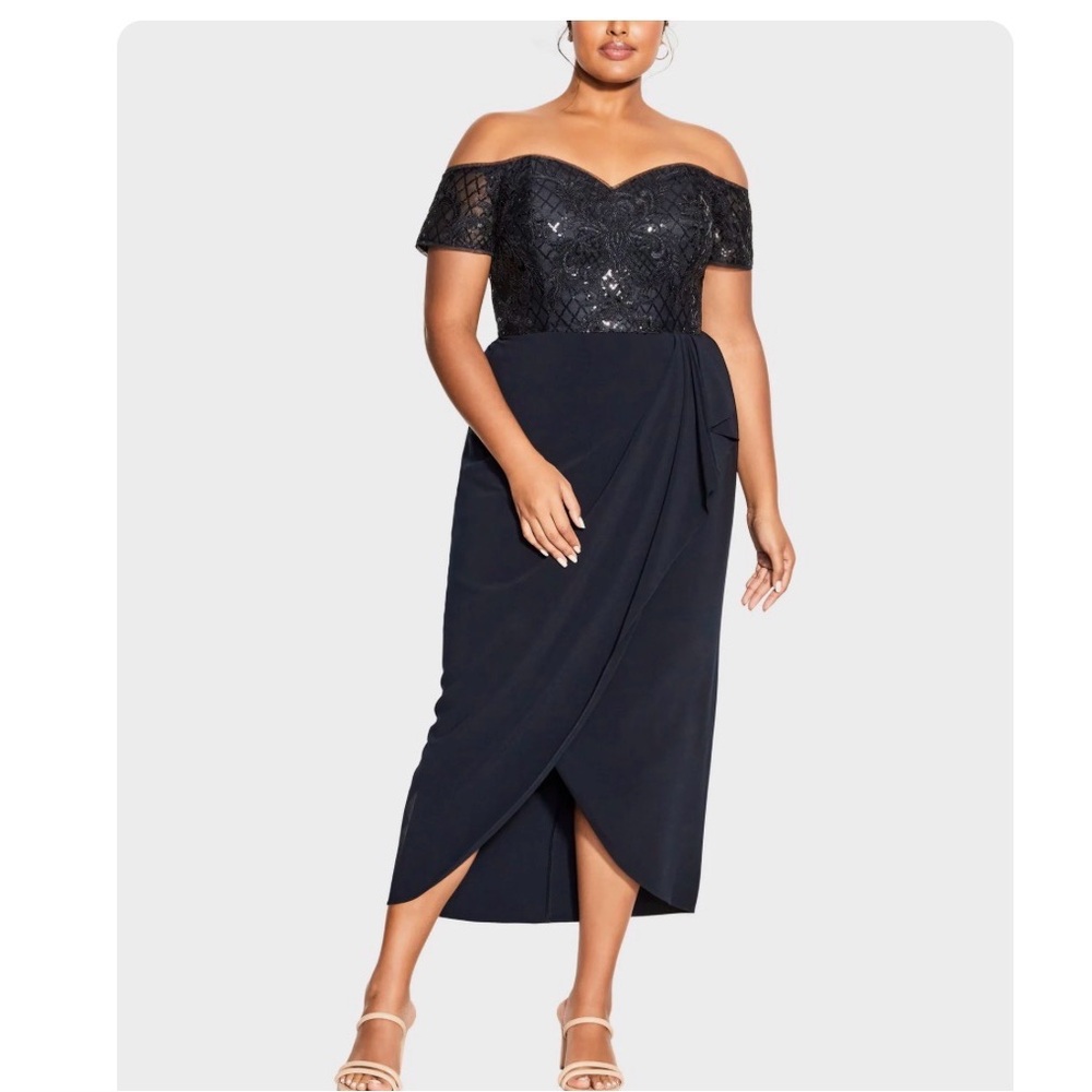 Elegant Black Off-Shoulder Dress City Chic Brand new with tags size M (18)